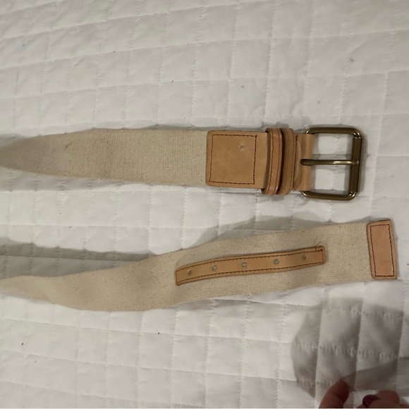 J. Crew Beige Canvas Belt with Leather Accents Size: Medium - Picture 1 of 4